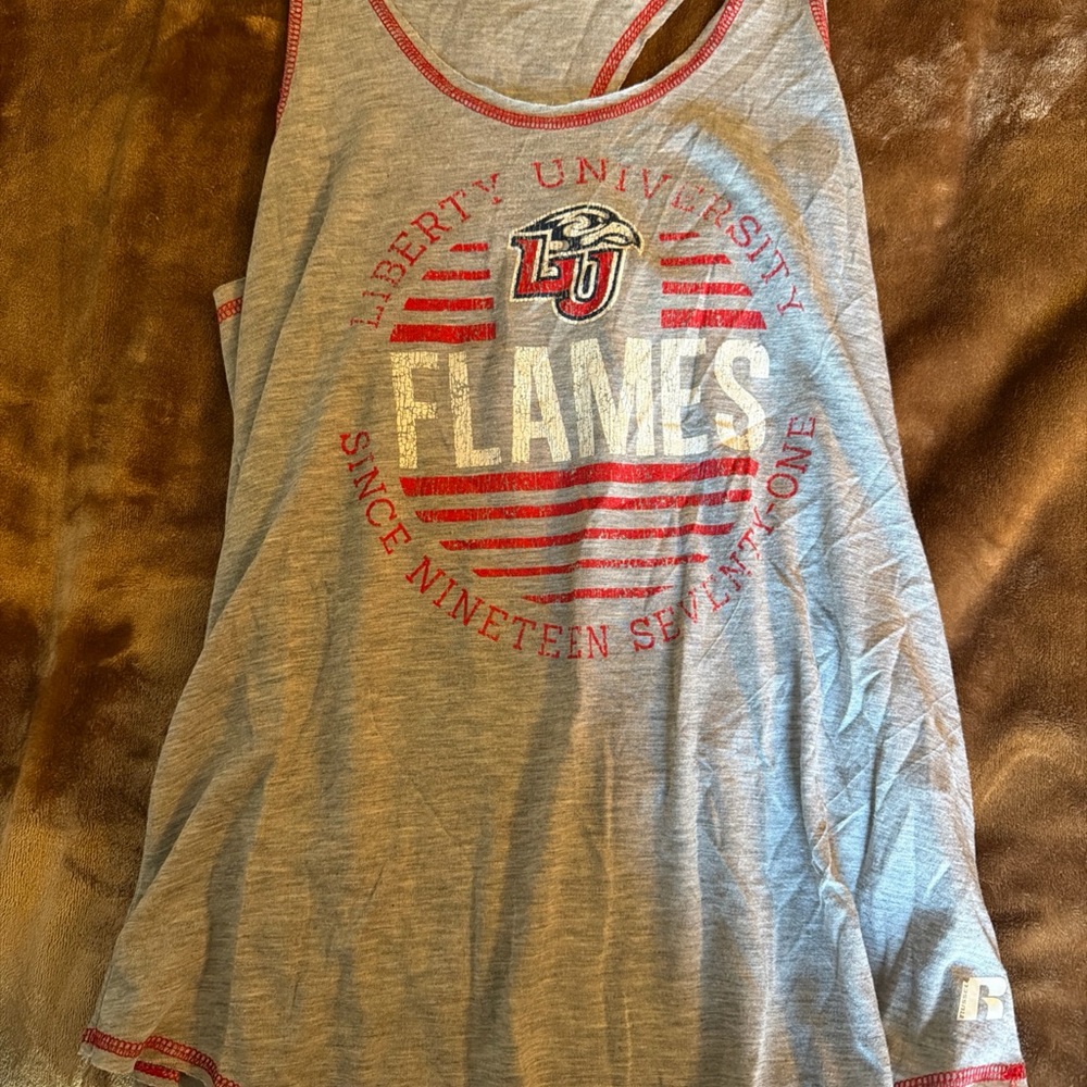 Liberty University Gray LU Flames Tank Top size Medium